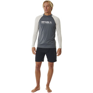 2024 Rip Curl Hombres Shock UV Chaleco De Lycra De Manga Larga 146MRV - Dark Grey